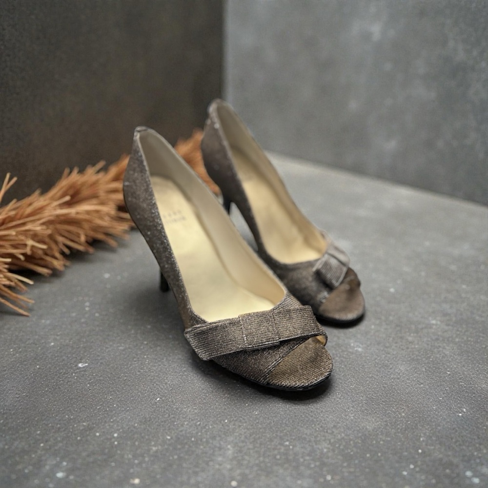 Stuart Weitzman Metallic Open Toe Heels